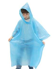 1pc Thickened Children's Raincoat, Random Color, Fashionable PEVA Poncho, Suitable For Students, Travel And Camping - Multicolor - View 9