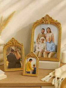 1pc Vintage Arched Floral Decor Photo Frame (Random Photo Paper), Featuring Retro European Style, Suitable For Cozy Home Desktop Decor, Photo Display, Home Decoration And Photography Props. - Multicolor 2 - View 4