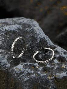 1pc High-End Stainless Steel Zirconia Inlaid Nose Ring Earring, Seamless Angled Clasp, Suitable For Daily Wear By Men And Women - Silver - View 6