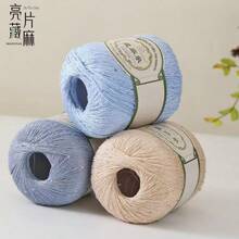 4 cuộn sợi lanh, đính kim sa, voan, móc, đan, sợi lanh mùa hè để tự làm khăn choàng ren, sợi len - Gói 4 món - Xem 3