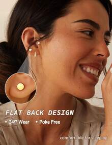 Gold Stud Earrings Women - 14k Gold Plated Surgical Stainless Steel Flat Back Earrings Set Small Huggie Hoop Flatback Earring Sensitive Ears Screw Back Cartilage Piercing Jewelry - 14K Silver Plated - View 5