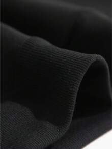 Women's Plain Fleece Set With Kangaroo Pocket And Hood, Flannel Lined, Casual Winter Jacket - màu đen - Xem 5