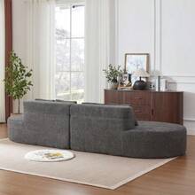 Modular Foam Sofa, Combinable 2-Piece Sofa Without Frame, 100% High-Density Viscoelastic Foam, Removable And Washable Plush Cover, Modern Minimalist Sofa. - Grey - View 5