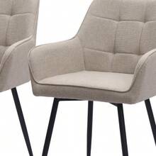 Dining Chairs With Button Tufting & High Armrests | 2-Piece Comfort Set - Khaki - View 8