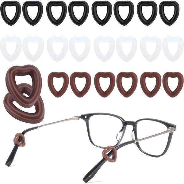 24pcs Heart-Shaped Silicone Anti-Slip Ear Hooks, Comfortable Non-Slip Glasses Ear Pads To Prevent Falling Off