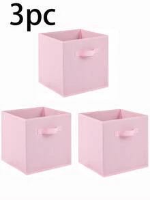 1/3/6pcs Foldable Fabric Storage Boxes With Handles, Multi-Color Options, Collapsible Closet Organizers, Kids Room Toy Storage Baskets, Home Organization Containers - Pink - View 14