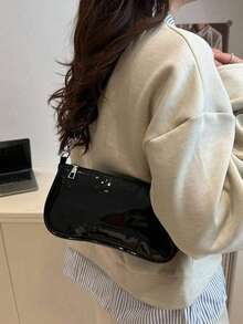 New Fashionable Versatile Shoulder Bag, Women Underarm Handbag - Black - View 5