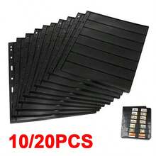 Double Sided Stamp Album Stock Pages Sheets With 9 Binder Holes 7 Strips - Black - View 4