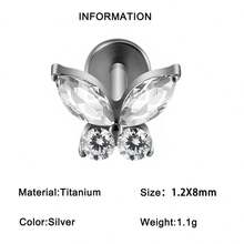 1PC Khuyên tai hình bướm G23 bằng titan, khuyên môi có ren trong, khuyên tai sụn tai, khuyên tai sụn vành tai, khuyên tai phẳng, khuyên tai đá opal và đá cubic zirconia, khuyên tai hình bầu dục, khuyên tai Monroe, khuyên tai vành tai, khuyên tai sáng bóng dành cho nữ - 1 khuyên môi hình bướm bằng titan - Xem 16