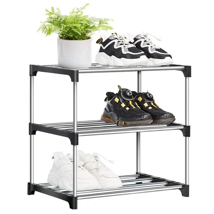 3F Multi Layered Modernity Shoe Rack And Space Saving Freely Combined Minimalism Shoe Rack Dormitory Door Entryway Home Supplies - Black - View 1