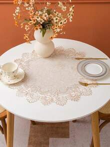 ABEST6522 Home&Living store 1pc 100% Polyester Fabric Embroidered Lace Cutwork Round Placemat, Candle Mat, Round Tablecloth, Vintage Bohemian Style, Suitable For Dining Table, Coffee Table, Vanity, Living Room, Home Decor, Holiday Party, Picnic, Family Gathering, Wedding Gift - Multicolor - View 10