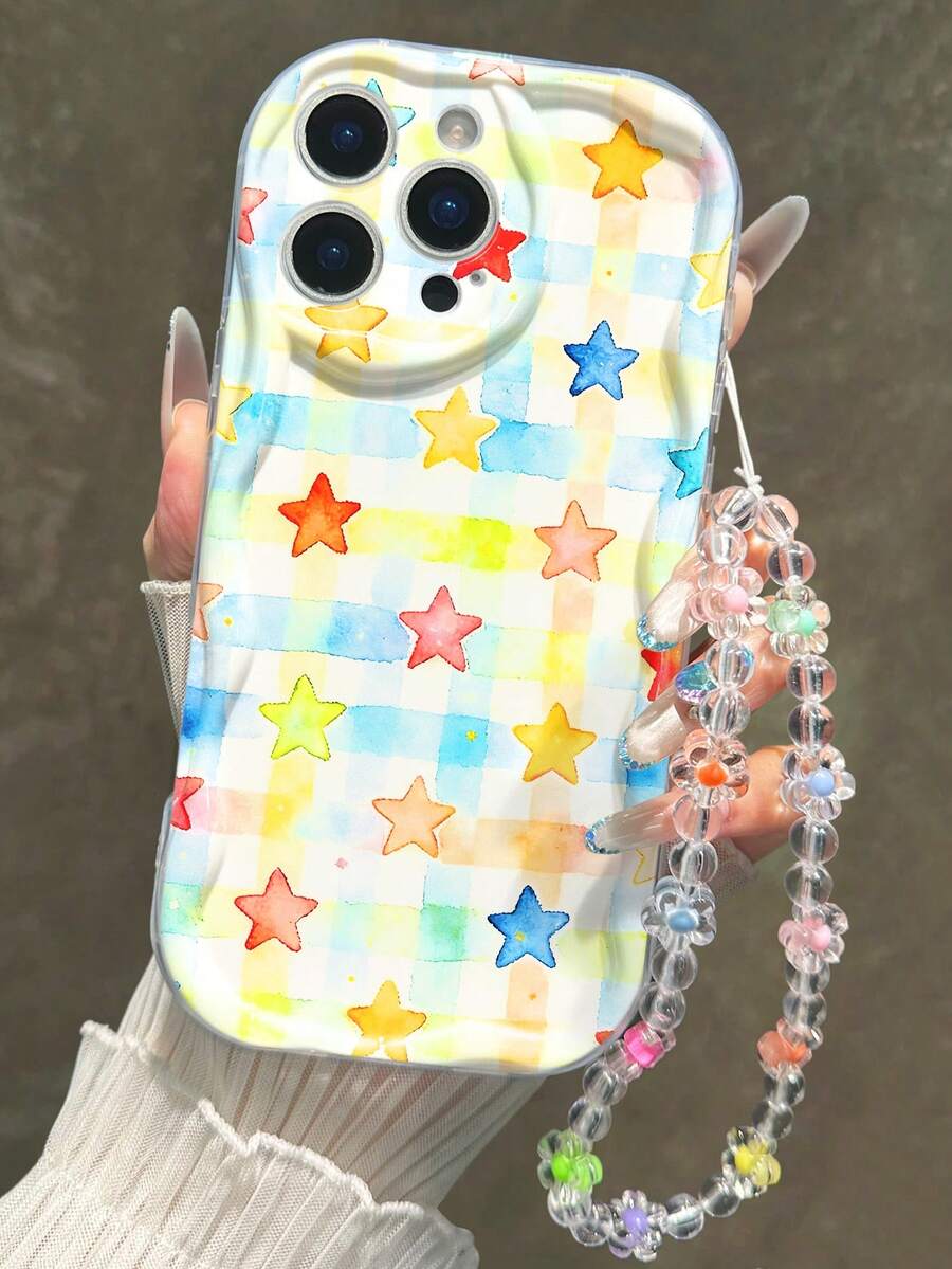 Ốp lưng điện thoại dày dặn, chống sốc, họa tiết ngôi sao, viền lượn sóng, có dây xích, kiểu dáng tối giản, phù hợp với 17/17 Pro/17 Pro Max, 16 XR/7/8, 15 Pro Max, 12 Pro Max, 13 Pro Max, 14 Pro Max, 13, 14, 11, 12P, 14P, 11P, 12P, XS, XR, 7/8P, 7/8G, ES2, A13 4G, A22, A21S, A51 4G, A52, S22 Ultra, A33 5G, A34, A35, 10, Note 11 4G, 11 Lite, A53, TPU A14/A23/S23 Ultra, S24, A14, A15, S23, A73, A55, A54, Ốp điện thoại - Nhiều màu - Xem 1