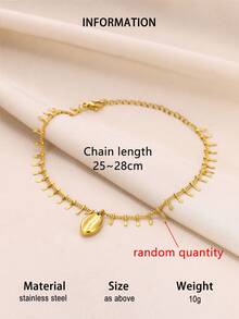 1Pc Boho Style Conch / Shell Anklets For Women, Dainty Fringe Chain With Conch / Shell Pendant Anklet Bracelet, 18K Gold Plated Stainless Steel Anklet Bracelet, Summer Beach Vacation Jewelry For Daily Wear, Foot Jewelry, Summer Party Fashion Accessories - Multicolor - View 13
