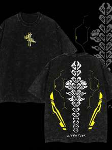 1PC Washed Cotton Men's, Cyberpunk Spine Tattoo, Heavy Washed Cotton Cyberpunk Pattern, Gamer Streetwear, Retro Double-Sided Printed Anime, Men's Clothing Summer Tops Summer Clothes Shirts Summer Graphic Tees Women T Shirts Summer Outfits For Women Vacation Outfits Women  Tropicoqueta Outfits Tropical Outfits For Women Going Out Tops Women Tropical Outfits For Women Going Out Tops T Shirts Women Summer Top Graphic Tees Women 4th Of July Outfit Women Fathers Day Gift Summer Tops Y2k 4th Of July Oversized T Shirt Streetwear Women - màu đen - Xem 1