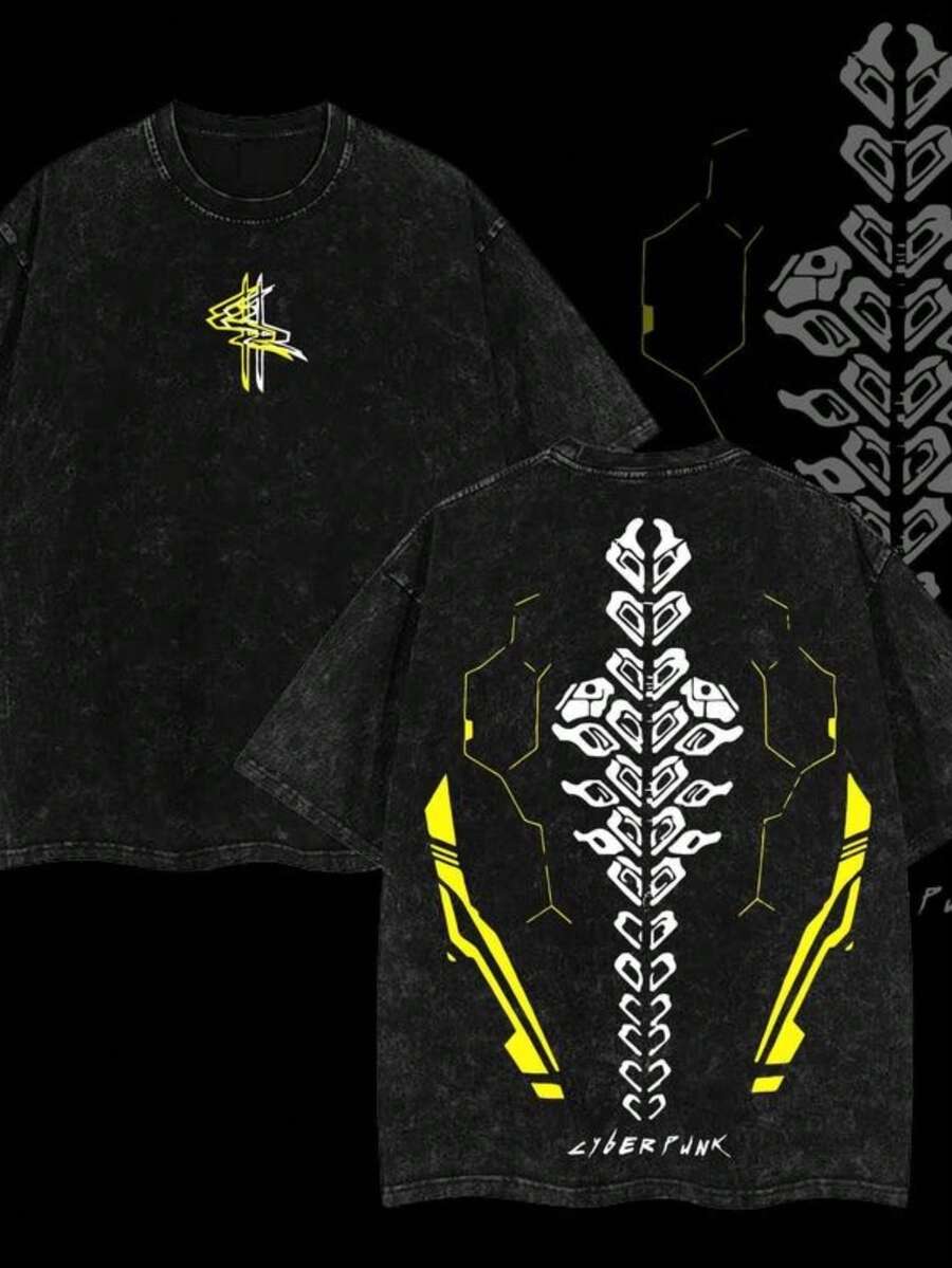 1PC Washed Cotton Men's, Cyberpunk Spine Tattoo, Heavy Washed Cotton Cyberpunk Pattern, Gamer Streetwear, Retro Double-Sided Printed Anime, Men's Clothing Summer Tops Summer Clothes Shirts Summer Graphic Tees Women T Shirts Summer Outfits For Women Vacation Outfits Women Tropicoqueta Outfits Tropical Outfits For Women Going Out Tops Women Tropical Outfits For Women Going Out Tops T Shirts Women Summer Top Graphic Tees Women 4th Of July Outfit Women Fathers Day Gift Summer Tops Y2k 4th Of July Oversized T Shirt Streetwear Women - màu đen - Xem 1