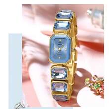 1件全新奢华镶钻女士腕表，优雅方形表盘，石英机芯，适合日常、休闲、度假、派对等场合，亦可作为礼物。 - 彩色 - 查看 6