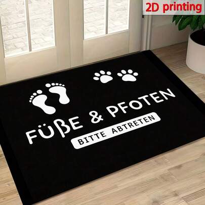 1pc Paw Print Kitchen Mat, Polyester Drainage Mat, Suitable For Kitchen, Living Room, Entrance, Balcony, Home Decor, Anti-Slip, Coffee Shop, Bar, Holiday, Party, Bedroom, Living Room, Table, Washing Machine, Bathroom, Room Decor