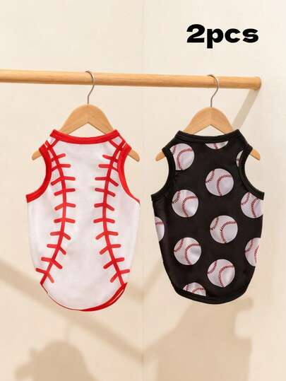 LUCKIE PAW Bộ 2 áo khoác thể thao chống bọ chét, chống rụng lông, thoáng khí họa tiết bóng chày cổ điển dành cho mèo và chó, sử dụng trong nhà và ngoài trời.