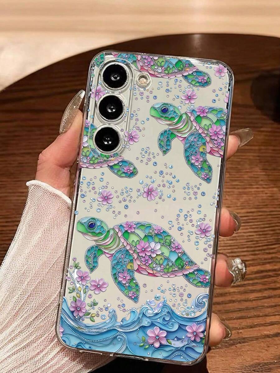 1个优雅花卉海龟波浪软壳手机壳，兼容华为荣耀、Galaxy A04e/12/A13/A14/A34/A50/A52/A53/A54/S21/S22/S23/S24/S25/S25Ultra/S25FE/S26/S26 Plus/S26 Ultra/S26 Edge、6A/7A/8A、12T/13T/15T/15T Pro，国际版 - 無色 - 查看 1