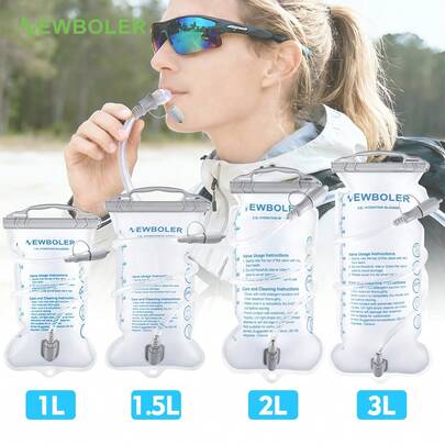 NEWBOLER 1L/1.5L/2L/3L Water Bag, Outdoor Sports Soft Water Bottle, Hiking Cycling Running Camping Hydration Bladder