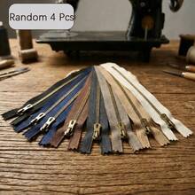4pcs Mixed Color Metal Closed-End Zippers With Antique Brass Teeth - For DIY Crafts And Sewing, Alloy, Suitable For Handbags And Leather Goods - Various Sizes (15cm, 20cm, 25cm, 30cm), Practical And Durable, High Cost-Performance - A - View 8