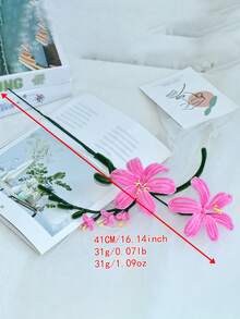 1 pièce Branche de lys rose simulée, design de branche de fleur à gland à la mode. Fleur artificielle, cadeau de fête des mères. Arrangement floral créatif, convient pour la décoration de mariage, le remplissage de vase, la décoration de vacances, de bureau à domicile. - Rose bonbon - Voir 8