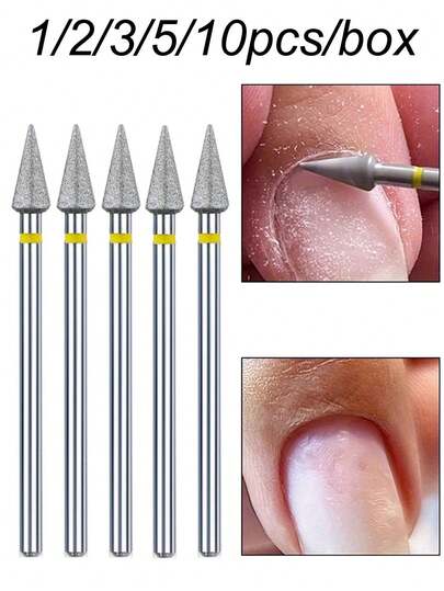 1/2/3/5/10pcs/Box Diamond Nail Triangle Drill Bits For Manicure Nail Drill Bits Russian Manicure Drills Accessories Remover Nail Sanding Tools