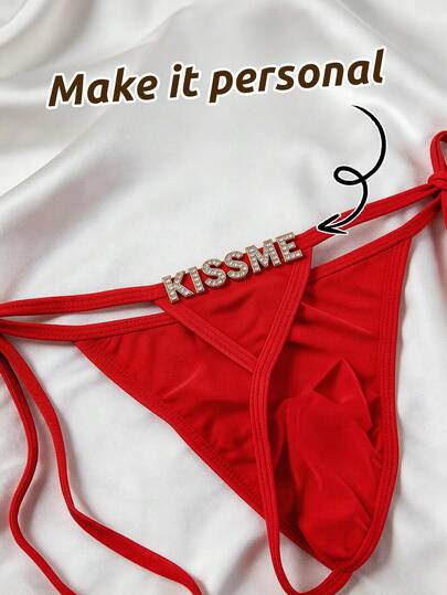 1 pieza Calzoncillos tipo bóxer para hombres con diseño de corbata personalizado, de tela elástica roja, cómodos y sexys, tanga personalizado y atractivo, adecuado para ocasiones íntimas y el Día de San Valentín