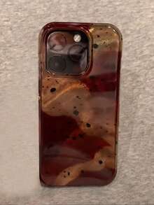 獵豹豹紋藍色與棕色豹紋獨特手機殼，適用於 iPhone 16 Pro Max、14、13、12、17、15 Pro、14 Pro，時尚防摔保護 - 棕色 - View 4
