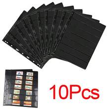 Double Sided Stamp Album Stock Pages Sheets With 9 Binder Holes 7 Strips - Black - View 7