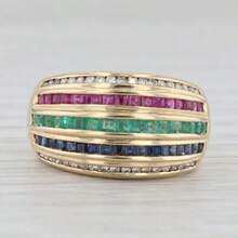 Shiny Multicolor Cubic Zirconia Wide Ring, Suitable For Women And Girls, Vintage Fashion Elegant Exquisite Elegant Anniversary Jewelry - Gold - View 1