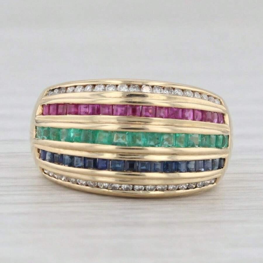 Shiny Multicolor Cubic Zirconia Wide Ring, Suitable For Women And Girls, Vintage Fashion Elegant Exquisite Elegant Anniversary Jewelry - Gold - View 1