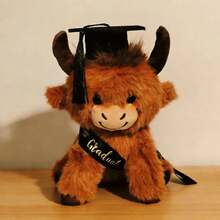 1 pieza Gorro de doctor de estilo de dibujos animados con muñeco de peluche de vaca de las tierras altas, muñeco de peluche suave, regalo de graduación para estudiantes, niños, universidad, escuela secundaria, jardín de infantes, unisex - Multicolor - Ver 6