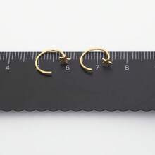1对925纯银极简小耳环，优雅C形开口星形耳环，适合日常佩戴 - 金色 - 查看 2