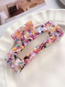 Colorful Confetti Acetate Hair Claw Clip - Square Hollow Design Large Hair Clamp For Women Girls,Strong Hold Hair Accessory For Women - Multicolor - View 8