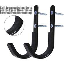 Juego de 2 ganchos de rifle de borde para montaje en pared - Ganchos de metal en forma de J para almacenamiento - Superficie plateada brillante - Ver 8