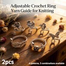 2pcs Adjustable Crochet Tension Ring Set, Vintage Pattern Zinc Alloy Knitting Tool Set, Multiple Floral Patterns Available, Suitable For Beginners And Professionals - 2 Packs - View 6