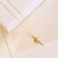 1 pieza Collar con colgante de estrella brillante y octágono, versátil - Dorado - Ver 4