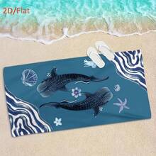 "Ocean Love: Whale Shark And Coral Reef Theme Beach Towel - Blue Dream Series" Themed Beach Towel, Summer Beach Towel, Rectangular Towel, Quick-Drying And Absorbent, Suitable For Outdoor Travel, Beach, Camping, Bathroom, Father's Day, Parties, Vacations, And Is A Perfect Gift Choice - 彩色 - 查看 4