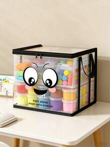1pc Foldable Storage Box , Baby Room Clothes, Book Storage Box, Transparent Waterproof Household Sorting Storage Box,Hair Accessories Organizer - Multicolor - View 11