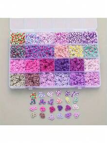 1 Box 4800pcs Assorted Color Polymer Clay Heishi Spacer Beads, Suitable For Necklace, Bracelet, Phone Chain, Jewelry Making DIY - Multicolor - View 1