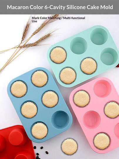 1 khuôn silicon dày chịu nhiệt, khuôn bánh tròn bằng silicon dùng để làm bánh muffin, bánh pudding, bánh macaron, bánh trung thu.