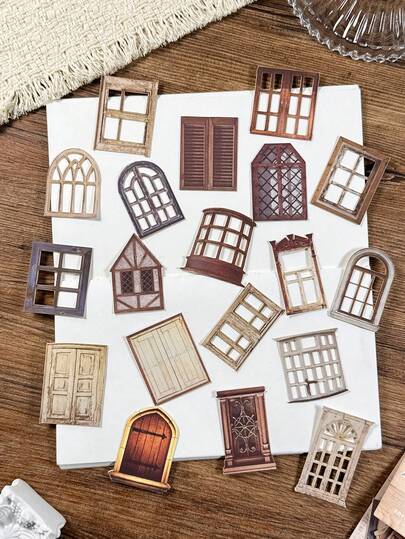 20pcs/Pack Vintage Distressed Decorative Stickers, Scrapbooking, Diary, Photo Album DIY Craft Scrapbook Supplies