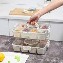 1pc Sealed Spice Storage Box, 2/4/8 Compartment Portable Plastic Spice Organizer, Airtight Kitchen Seasoning Container - Creamy White - View 5