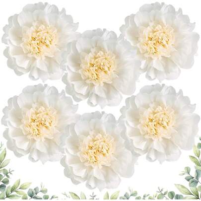1/2/3 piezas Flores de papel gigantes blancas decoraciones 30 cm (12") Flores de papel crepé artificiales grandes para fiesta, boda, pared, mesa, cumpleaños, baby shower, habitación de bebé, fiesta del té, fondo decorativo