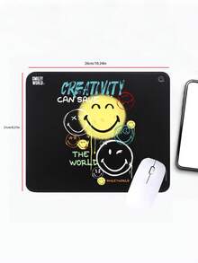 Smiley World SMILEY联名款鼠标垫，黑色泼墨涂鸦设计，办公游戏通用防滑垫 - 查看 2