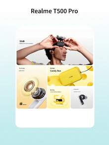 Realme T500 Pro ANC 無線藍牙耳機 6.1 主動降噪入耳式 TWS 耳機 深沉低音 空間音訊 6 個麥克風 AI 通話 防水 長續航 快充 多裝置連接 適合跑步、旅行、辦公、遊戲 - 查看 4