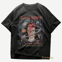 David Bowie T-Shirt - Rock Music Shirt - David Bowie Aladdin Sane Shirt - David Bowie Heroes - David Bowie Merch - Unisex Rock Apparel - 黑色 - 查看 1
