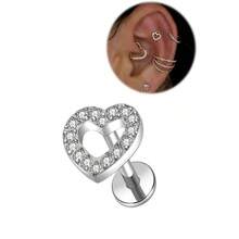 1 chiếc khuyên tai hình trái tim, khuyên môi, khuyên tai sụn, khuyên tai xoắn ốc, trang sức xỏ khuyên cho nữ, ren trong 8mm, quà tặng ngày Valentine cho nữ. - trái tim nhiều màu - Xem 4
