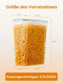 Boîtes de conservation hermétiques avec couvercles, lot de 4, 3,7 L, boîtes de rangement en plastique, saupoudreuses à céréales et contenants pour conserver céréales, cornflakes, spaghettis, etc. Organisateur de cuisine pour le réfrigérateur, rangement pour épices - Voir 3